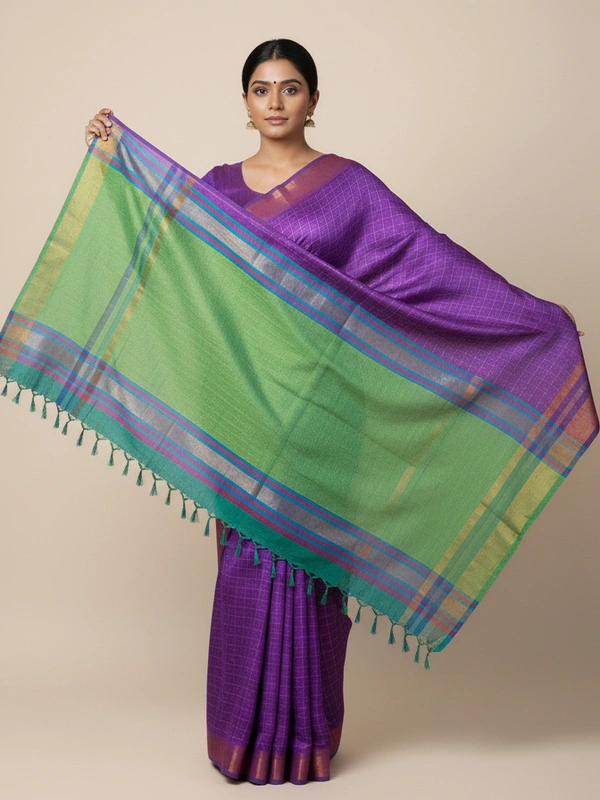 SKU0969 | Indian Soft Bishnupuri Katan Silk Saree | All body Dot Design | Premium Quality - Dry Wash Only, Yes