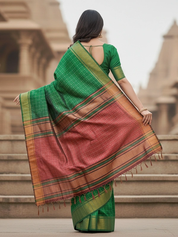 SKU0977 | Indian Soft Bishnupuri Katan Silk Saree | All body Dot Design | Premium Quality - Dry Wash Only, Yes