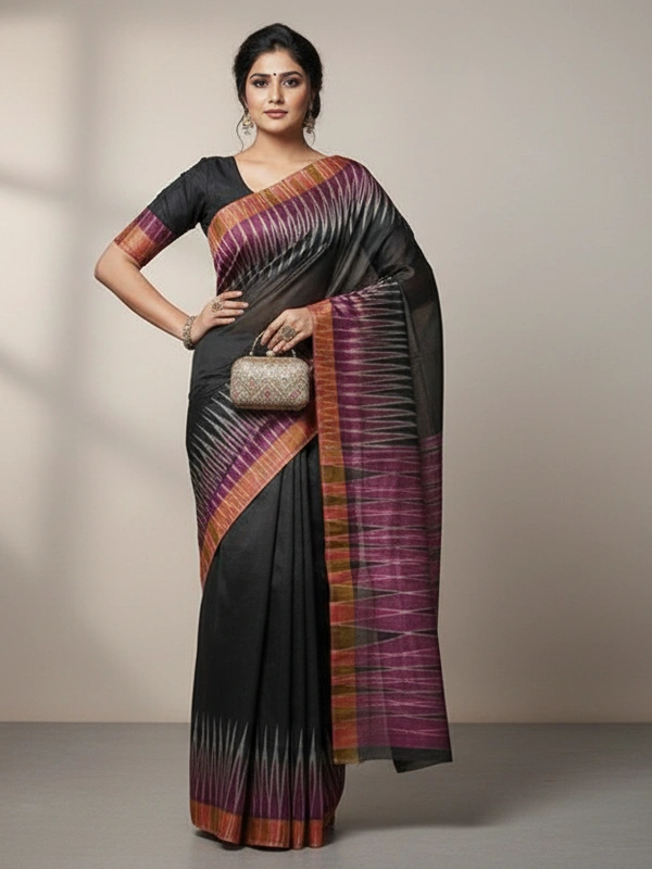SKU0984 | Indian Soft Bishnupuri Katan Silk Saree | Batik Saree | Premium Quality - Dry Wash Only, Yes