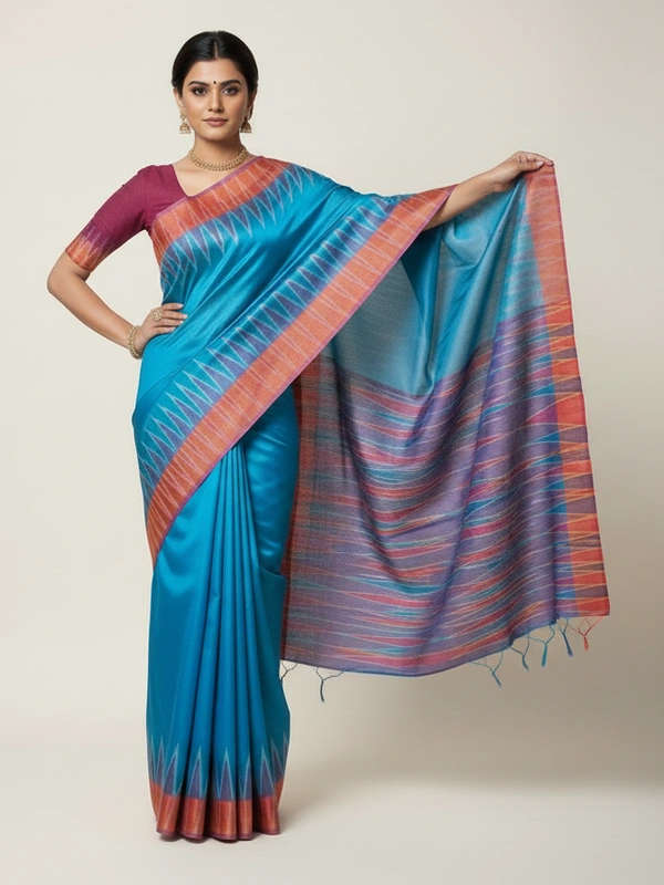 SKU0989 | Indian Soft Bishnupuri Katan Silk Saree | Batik Saree | Premium Quality - Dry Wash Only, Yes
