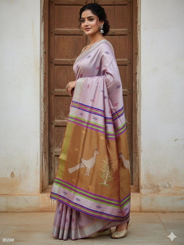 SKU0993 | Exclusive Indian Soft Bishnupuri Katan Silk Saree | Kolakhetra Saree | Premium Quality - Dry Wash Only, Yes