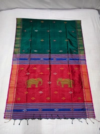 SKU0997 | Exclusive Indian Soft Bishnupuri Katan Silk Saree | Kolakhetra Saree | Premium Quality - Dry Wash Only, Yes