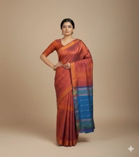 SKU1012 | Exclusive Indian Soft Bishnupuri Katan Silk Saree | Kolakhetra Saree | All Over Chain Motif - Dry Wash Only, Yes