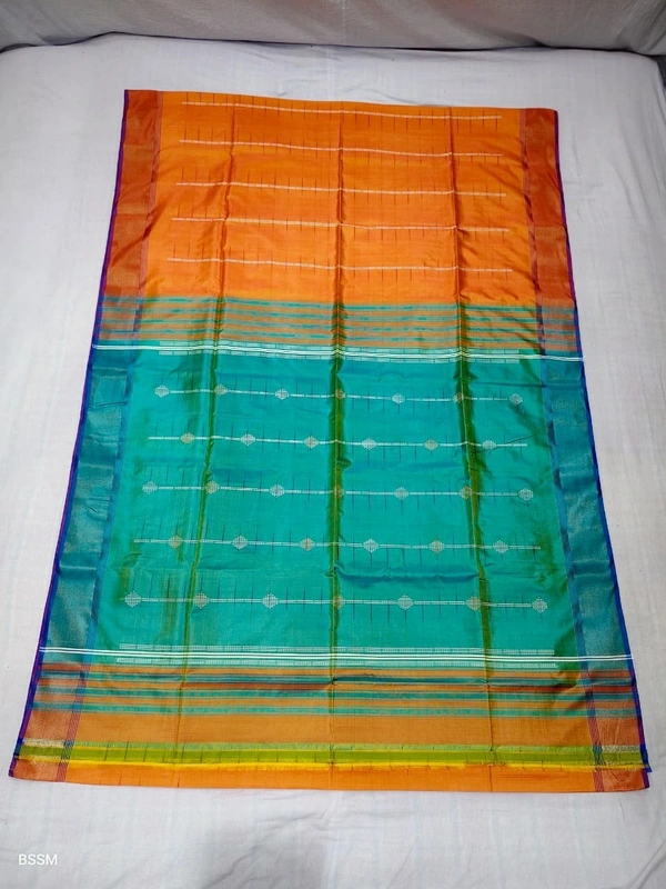 SKU1013 | Exclusive Indian Soft Bishnupuri Katan Silk Saree | Kolakhetra Saree | All Over Chain Motif - Dry Wash Only, Yes
