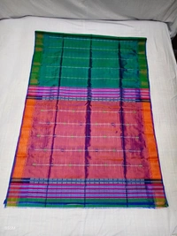 SKU1015 | Exclusive Indian Soft Bishnupuri Katan Silk Saree | Kolakhetra Saree | All Over Chain Motif - Dry Wash Only, Yes
