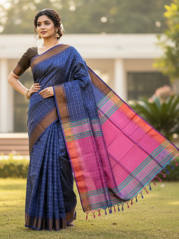SKU0973 | Indian Soft Bishnupuri Katan Silk Saree | All body Dot Design | Premium Quality - Dry Wash Only, Yes