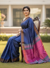 SKU0973 | Indian Soft Bishnupuri Katan Silk Saree | All body Dot Design | Premium Quality - Dry Wash Only, Yes