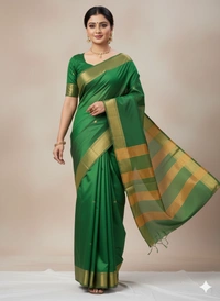 SKU1024 | Exclusive Indian Soft Bishnupuri Katan Silk Saree | Kolakhetra Saree | All Over Chain Motif - Dry Wash Only, Yes