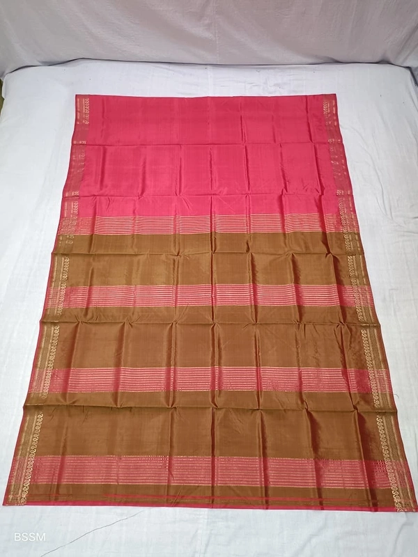 SKU1026 | Exclusive Indian Soft Bishnupuri Katan Silk Saree | Kolakhetra Saree | All Over Chain Motif - Dry Wash Only, Yes