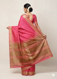 SKU1026 | Exclusive Indian Soft Bishnupuri Katan Silk Saree | Kolakhetra Saree | All Over Chain Motif - Dry Wash Only, Yes