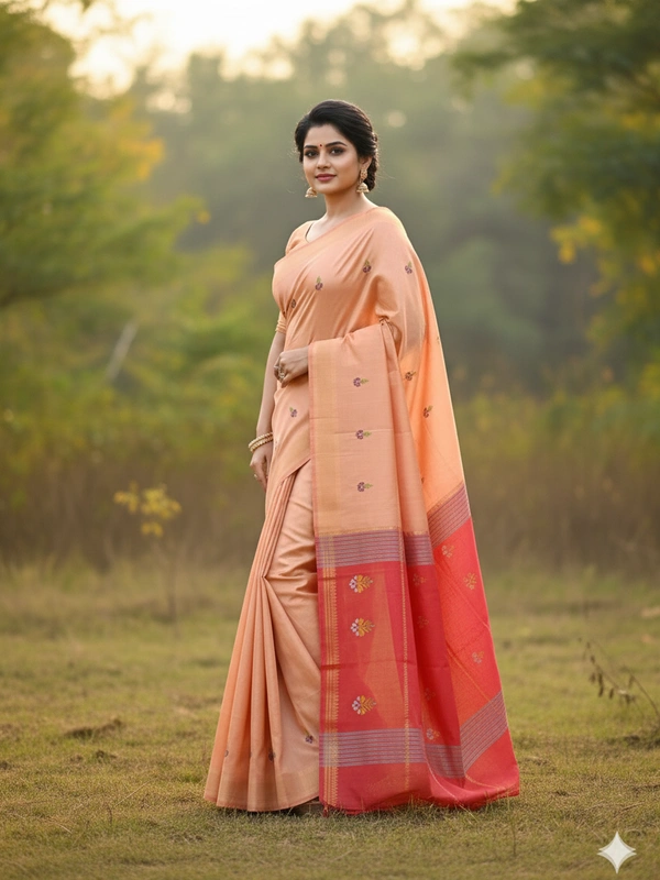 SKU1038 | Exclusive Indian Soft Bishnupuri Katan Silk Saree | Kolakhetra Saree | All Over Chain Motif - Dry Wash Only, Yes