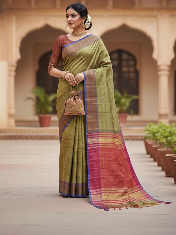 SKU0974 | Indian Soft Bishnupuri Katan Silk Saree | All body Dot Design | Premium Quality - Dry Wash Only, Yes