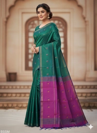 SKU1039 | Exclusive Indian Soft Bishnupuri Katan Silk Saree | Kolakhetra Saree | All Over Chain Motif - Dry Wash Only, Yes