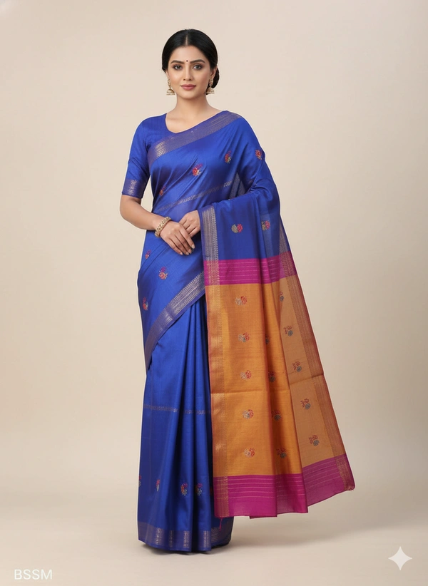 SKU1048 | Exclusive Indian Soft Bishnupuri Katan Silk Saree | Kolakhetra Saree | All Over Chain Motif - Dry Wash Only, Yes