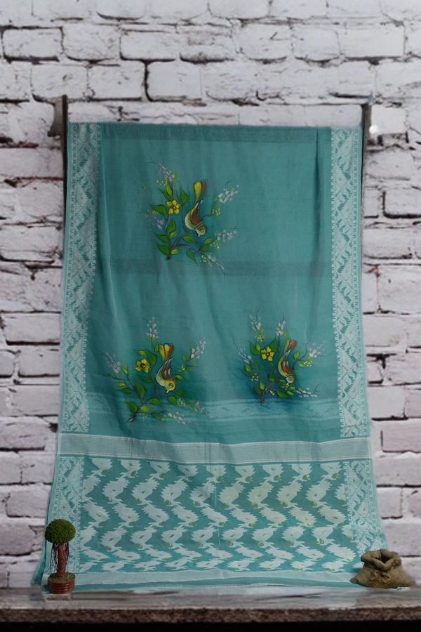 SKU-0364 -> JAMDANI -> Bird Motif-> Hand Paint - Bird Motif, Hand Paint, Dry Clean Only, Yes