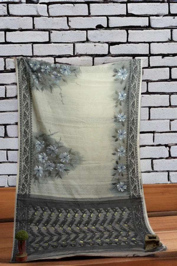 SKU-0365 -> JAMDANI -> Floral-> Hand Paint - Floral, Hand Paint, Dry Clean Only, Yes