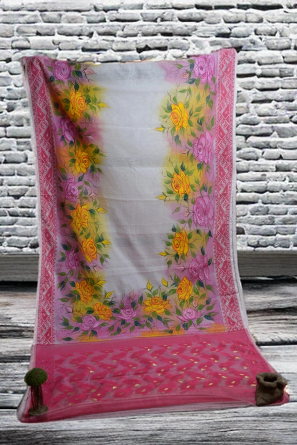 SKU-0366 -> JAMDANI -> Floral -> Hand Paint - Floral, Hand Paint, Dry Clean Only, Yes