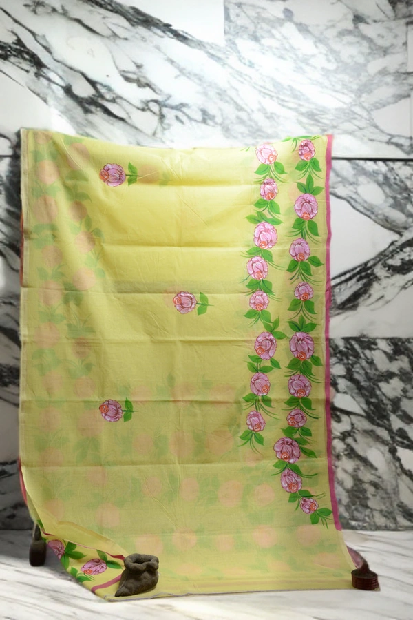 SKU-0367 -> JAMDANI -> Floral -> Hand Print - Floral, Hand Print, Dry Clean Only, Yes