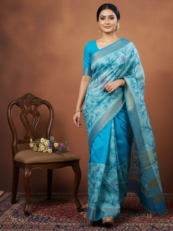 SKU0814: Elegant Pure Tussar Silk Saree – Handwoven | Jori Work | Kalamkari - Kalambari, Dry Wash Only, Yes
