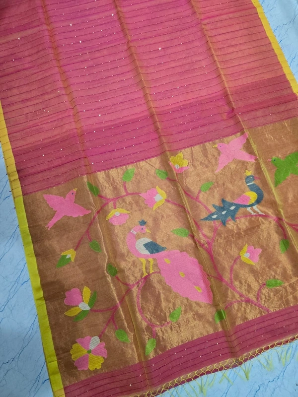 SKU-0542 -> Paithani Saree -> Handloom - Bird Motive, Hand Wash, Yes
