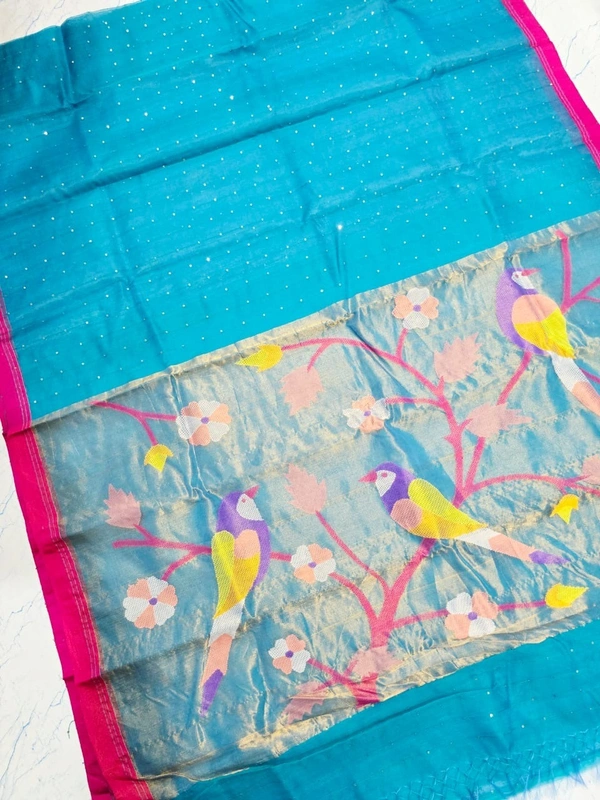 SKU-0547 -> Paithani Saree -> Handloom - Blue, Bird Motive, Hand Wash, Yes