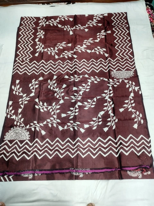 SKU1065 : Exclusive Indian Soft Bishnupuri Katan Silk Saree | Premium Quality - Block Print, Dry Wash Only, Yes
