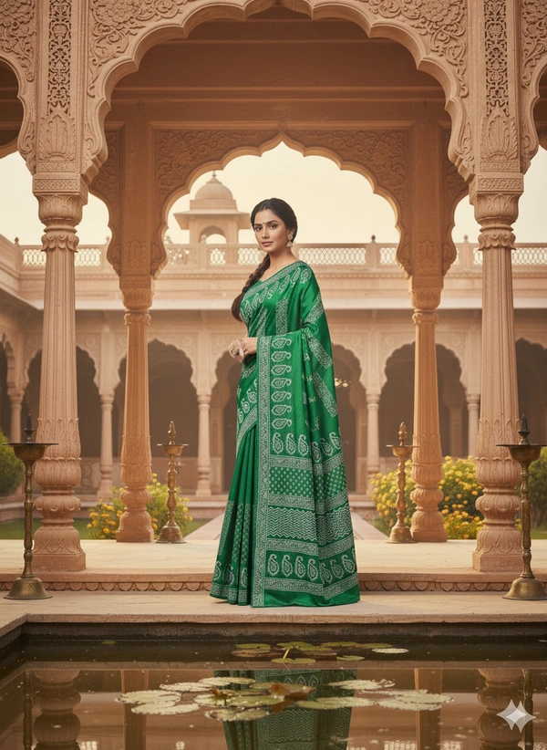 SKU1056 : Exclusive Indian Soft Bishnupuri Katan Silk Saree | Premium Quality - Block Print, Dry Wash Only, Yes