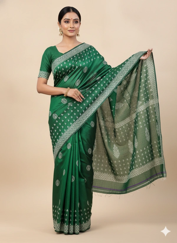 SKU1057 : Exclusive Indian Soft Bishnupuri Katan Silk Saree | Premium Quality - Block Print, Dry Wash Only, Yes