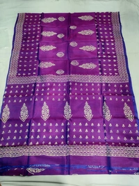 SKU1058 : Exclusive Indian Soft Bishnupuri Katan Silk Saree | Premium Quality - Block Print, Dry Wash Only, Yes