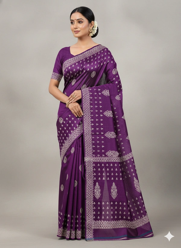 SKU1058 : Exclusive Indian Soft Bishnupuri Katan Silk Saree | Premium Quality - Block Print, Dry Wash Only, Yes