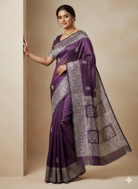 SKU1059 : Exclusive Indian Soft Bishnupuri Katan Silk Saree | Premium Quality - Block Print, Dry Wash Only, Yes