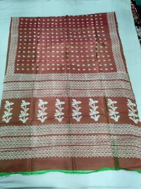 SKU1060 : Exclusive Indian Soft Bishnupuri Katan Silk Saree | Premium Quality - Block Print, Dry Wash Only, Yes