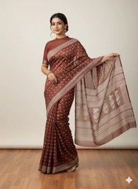 SKU1060 : Exclusive Indian Soft Bishnupuri Katan Silk Saree | Premium Quality - Block Print, Dry Wash Only, Yes