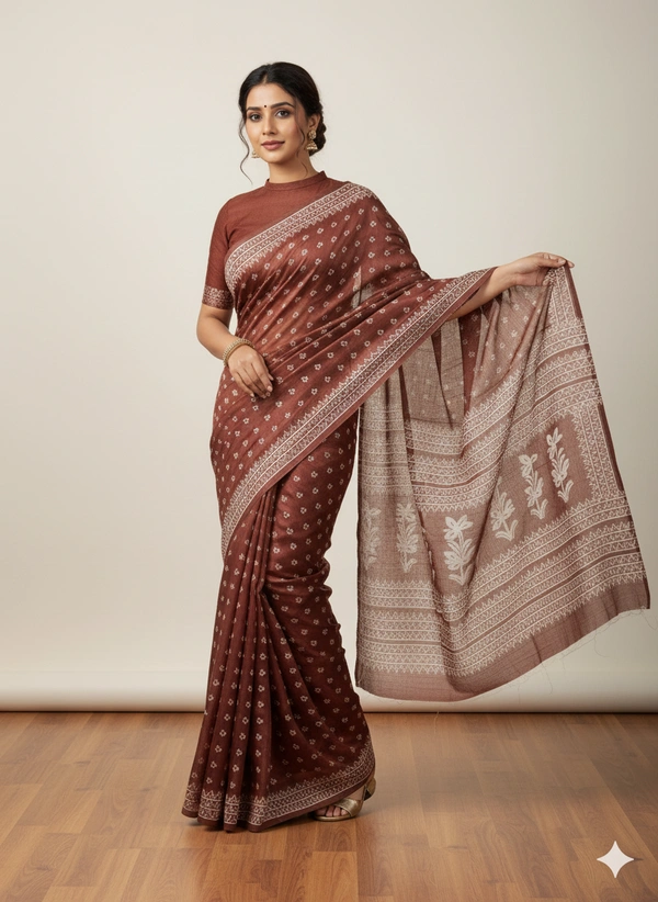 SKU1060 : Exclusive Indian Soft Bishnupuri Katan Silk Saree | Premium Quality - Block Print, Dry Wash Only, Yes