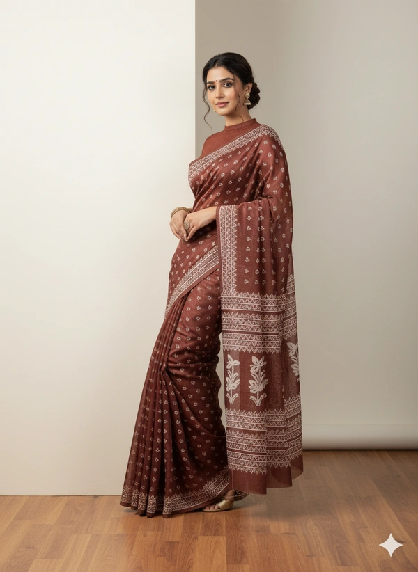 SKU1060 : Exclusive Indian Soft Bishnupuri Katan Silk Saree | Premium Quality - Block Print, Dry Wash Only, Yes