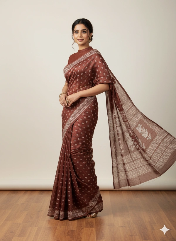 SKU1060 : Exclusive Indian Soft Bishnupuri Katan Silk Saree | Premium Quality - Block Print, Dry Wash Only, Yes