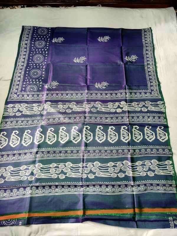 SKU1070 : Exclusive Indian Soft Bishnupuri Katan Silk Saree | Premium Quality - Block Print, Dry Wash Only, Yes