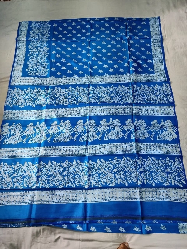 SKU1063 : Exclusive Indian Soft Bishnupuri Katan Silk Saree | Premium Quality - Block Print, Dry Wash Only, Yes