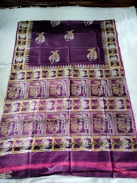 SKU1064 : Exclusive Indian Soft Bishnupuri Katan Silk Saree | Premium Quality - Block Print, Dry Wash Only, Yes