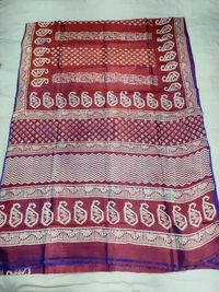 SKU1052 : Exclusive Indian Soft Bishnupuri Katan Silk Saree | Premium Quality - Block Print, Dry Wash Only, Yes