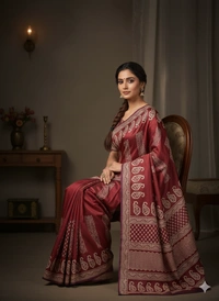SKU1052 : Exclusive Indian Soft Bishnupuri Katan Silk Saree | Premium Quality - Block Print, Dry Wash Only, Yes