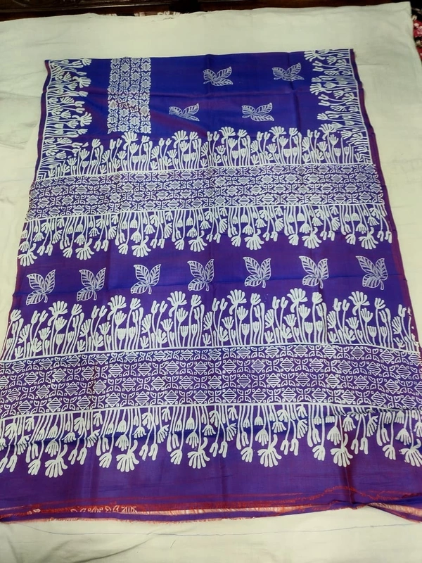 SKU1066 : Exclusive Indian Soft Bishnupuri Katan Silk Saree | Premium Quality - Block Print, Dry Wash Only, Yes
