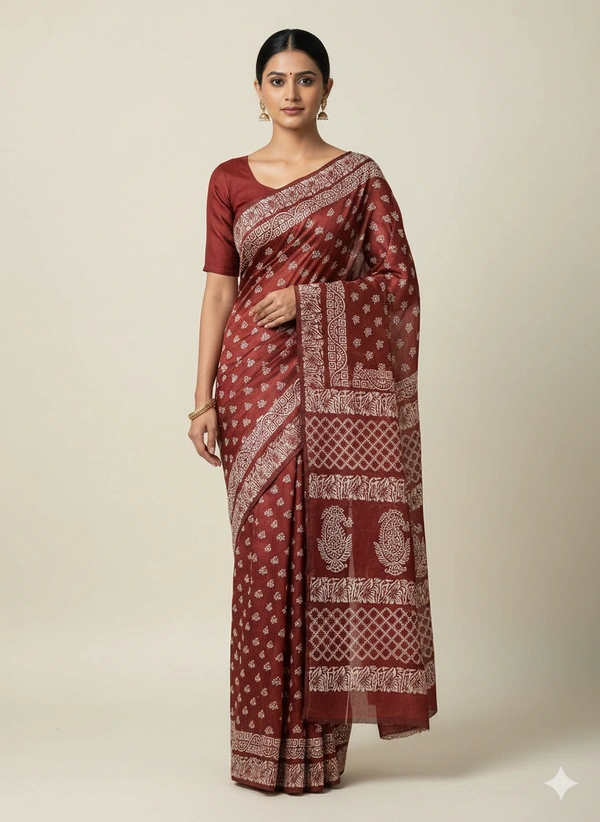 SKU1054 : Exclusive Indian Soft Bishnupuri Katan Silk Saree | Premium Quality - Block Print, Dry Wash Only, Yes