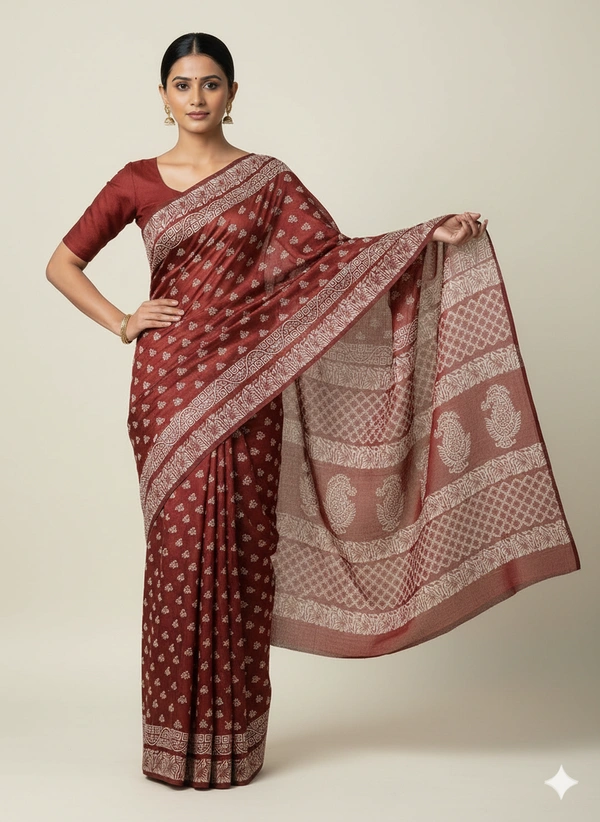 SKU1054 : Exclusive Indian Soft Bishnupuri Katan Silk Saree | Premium Quality - Block Print, Dry Wash Only, Yes