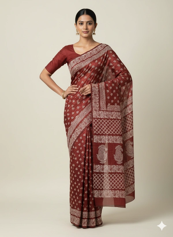 SKU1054 : Exclusive Indian Soft Bishnupuri Katan Silk Saree | Premium Quality - Block Print, Dry Wash Only, Yes