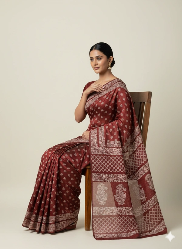 SKU1054 : Exclusive Indian Soft Bishnupuri Katan Silk Saree | Premium Quality - Block Print, Dry Wash Only, Yes