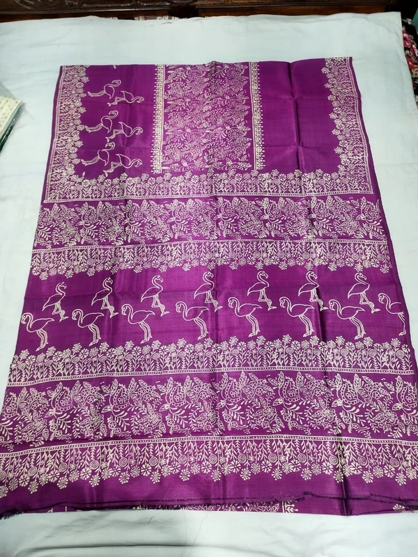 SKU1067 : Exclusive Indian Soft Bishnupuri Katan Silk Saree | Premium Quality - Block Print, Dry Wash Only, Yes