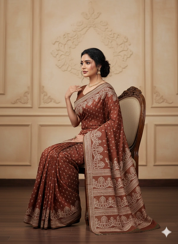 SKU1055 : Exclusive Indian Soft Bishnupuri Katan Silk Saree | Premium Quality - Block Print, Dry Wash Only, Yes