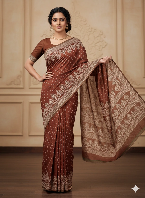 SKU1055 : Exclusive Indian Soft Bishnupuri Katan Silk Saree | Premium Quality - Block Print, Dry Wash Only, Yes