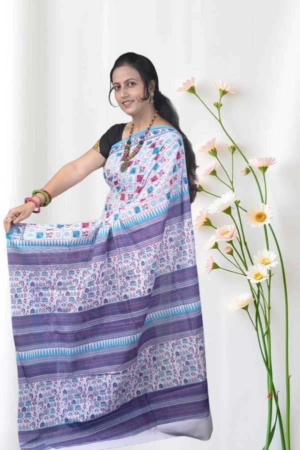 SKU-0723 :  Pure Cotton Saree – Handwoven, Lightweight & Breathable Fabric - Hand Wash Only, No